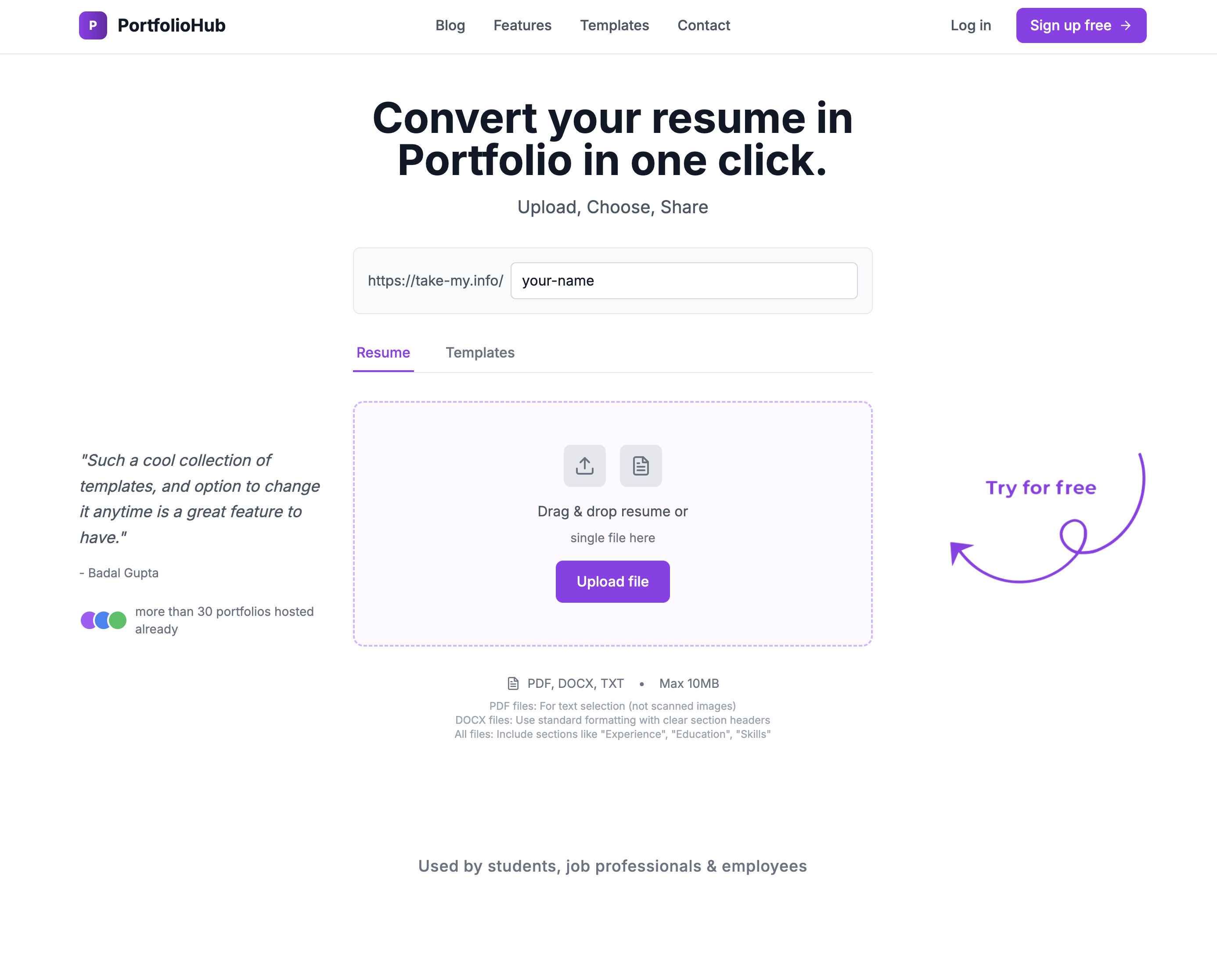 Screenshot of take-my.info project